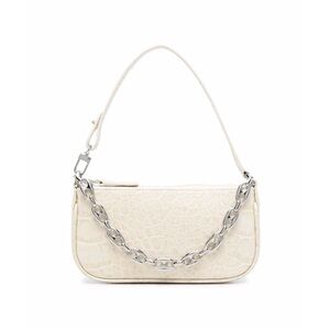 BY FAR Cream Shoulder Bag with Silver Chain